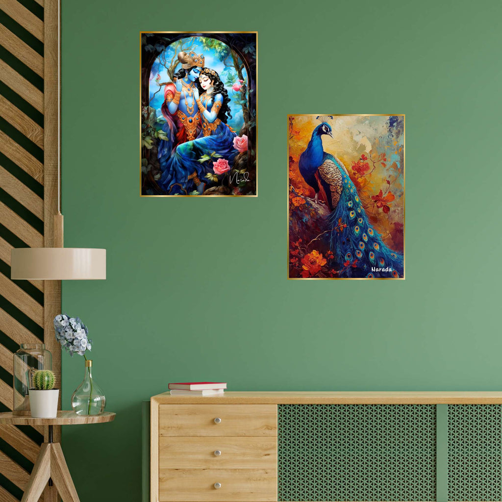Set of Two Wall Paintings for Wall Dacoration Golden Framed Wall Paintings for Living Room & Bedroom Wall Art for Home Decoration & Office Wall Décor (14x11 inch CH-GD2-5)