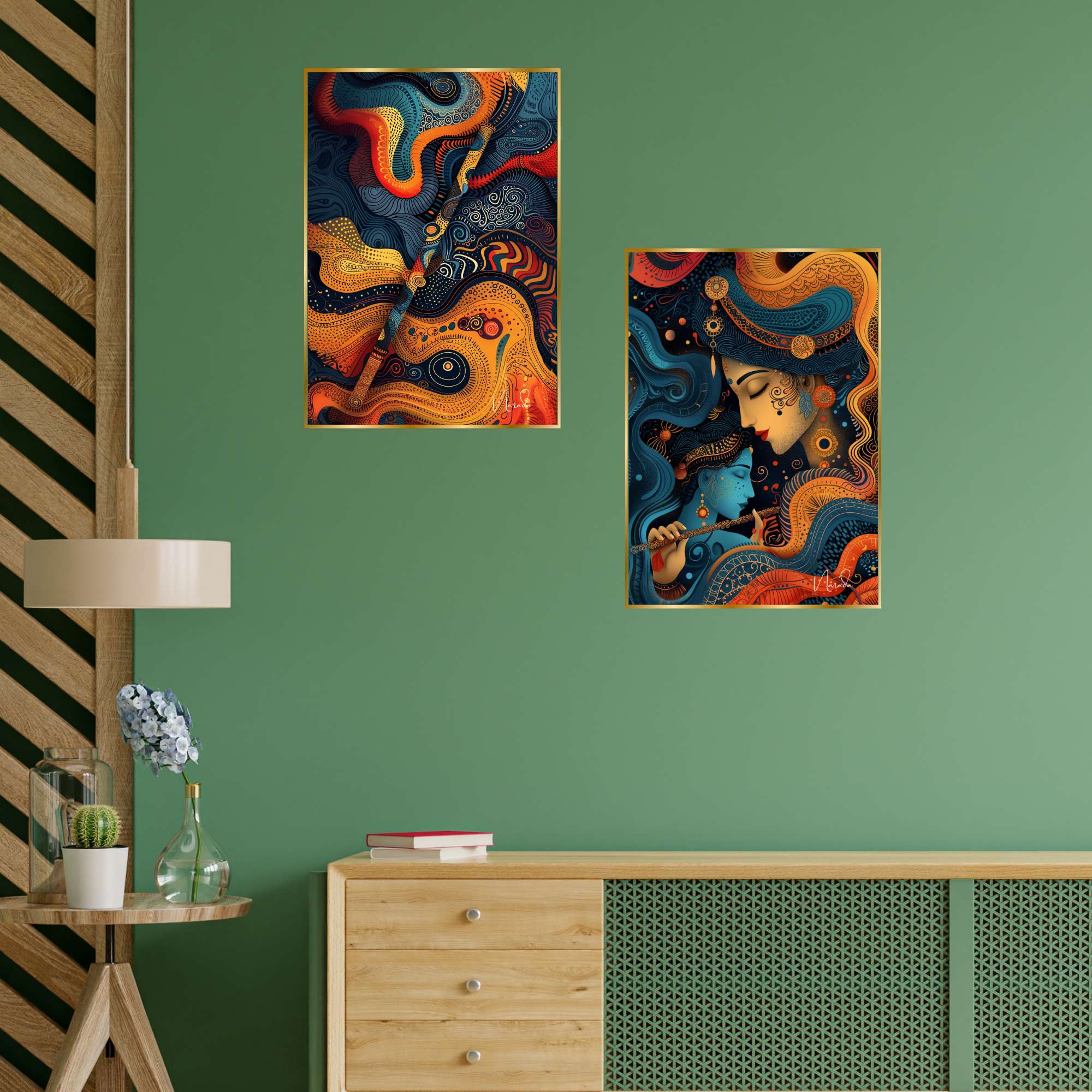 Set of Two Wall Paintings for Wall Dacoration Golden Framed Wall Paintings for Living Room & Bedroom Wall Art for Home Decoration & Office Wall Décor (14x11 inch CH-GD2-6)