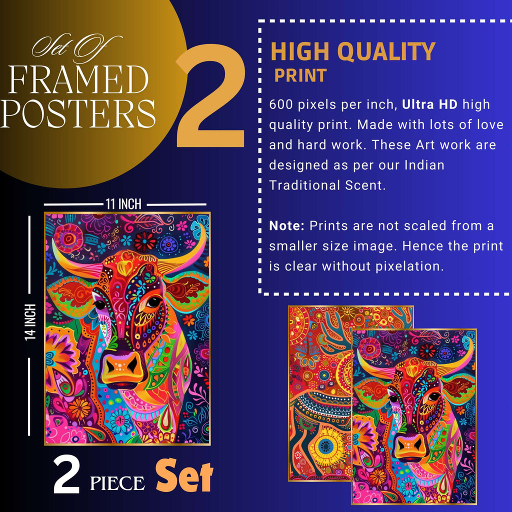 Set of Two Wall Paintings for Wall Dacoration Golden Framed Wall Paintings for Living Room & Bedroom Wall Art for Home Decoration & Office Wall Décor (14x11 inch CH-GD2-8)