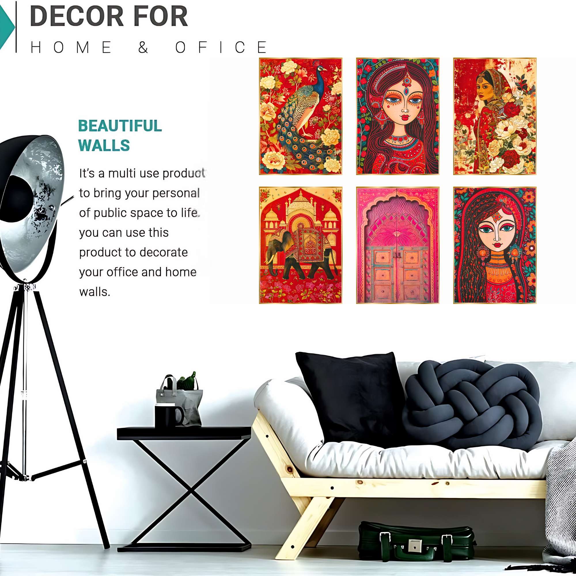 Set of Six Wall Paintings for Wall Dacoration Golden Framed Wall Paintings for Living Room & Bedroom Wall Art for Home Decoration & Office Wall Décor (17x13 inch CH-GD6-5)