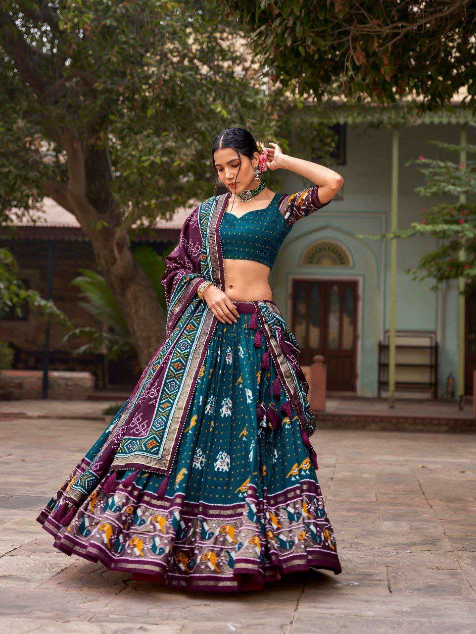 Women's Traditional Printed Lehenga Choli Set with Bandhani Dupatta ? Festive & Navratri Wear