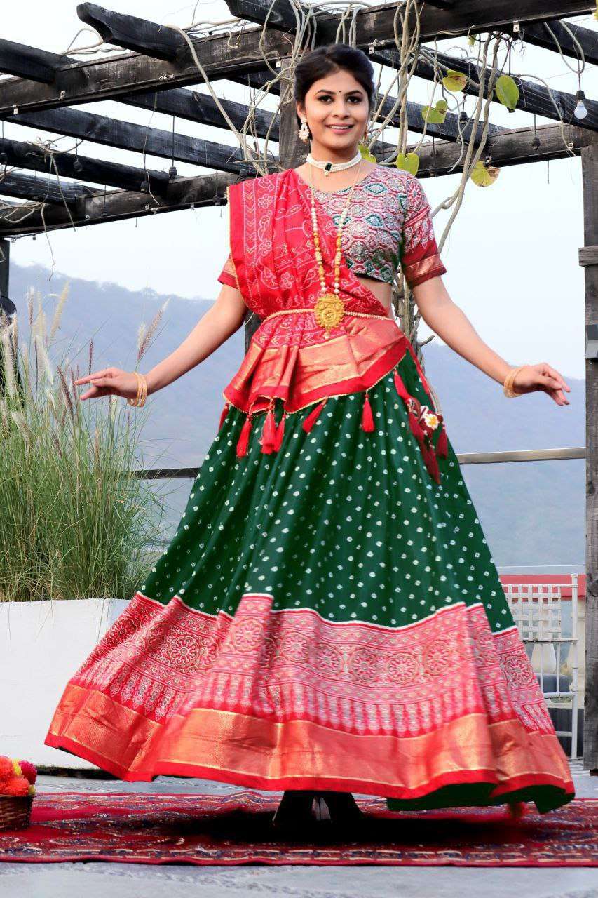 Women's Traditional Bandhani Ghagra Choli with Dupatta ? Navratri & Festive Wear
