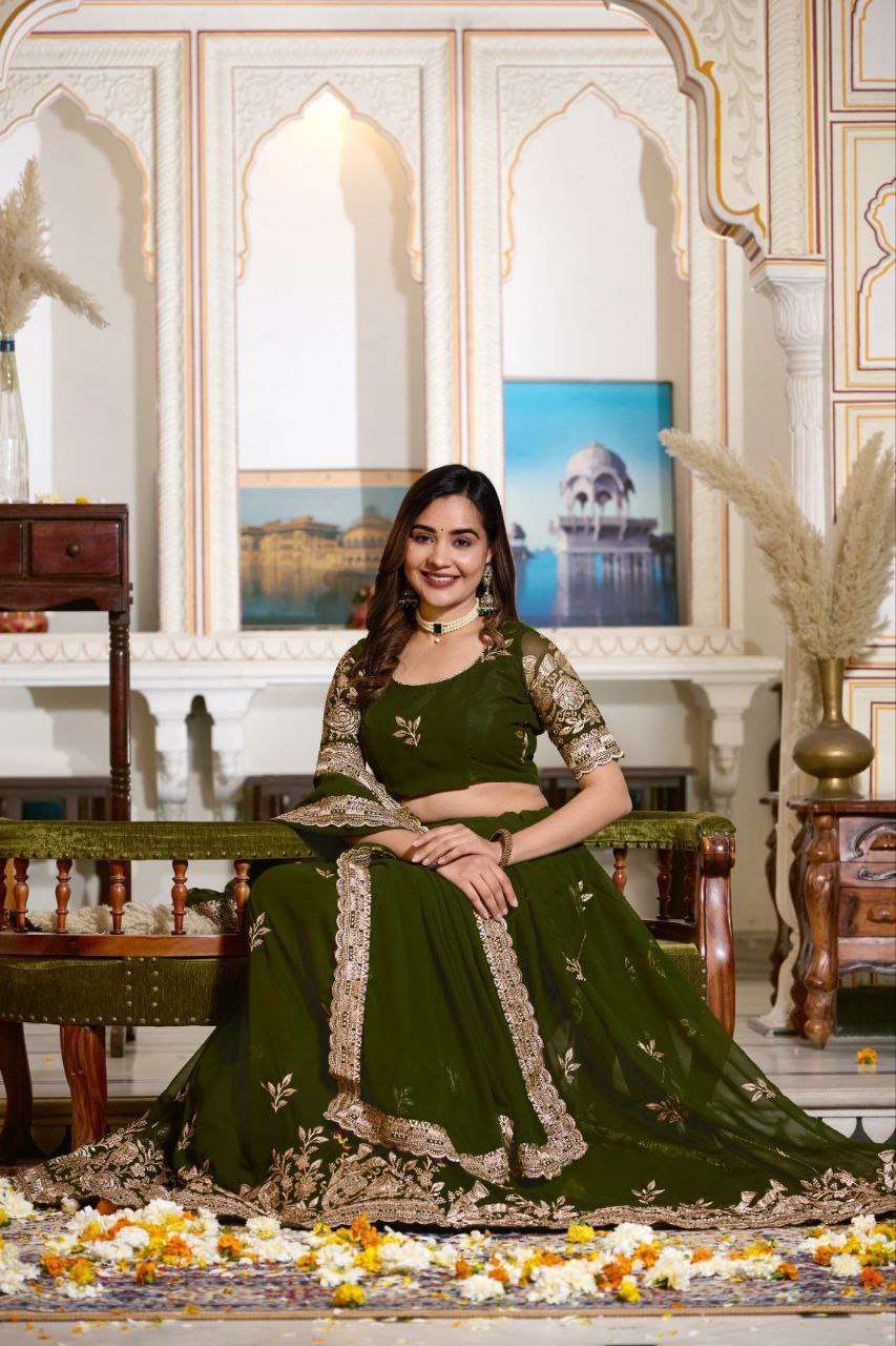 Women's Embroidered Lehenga Choli with Net Dupatta ? Festive & Wedding Wear Set