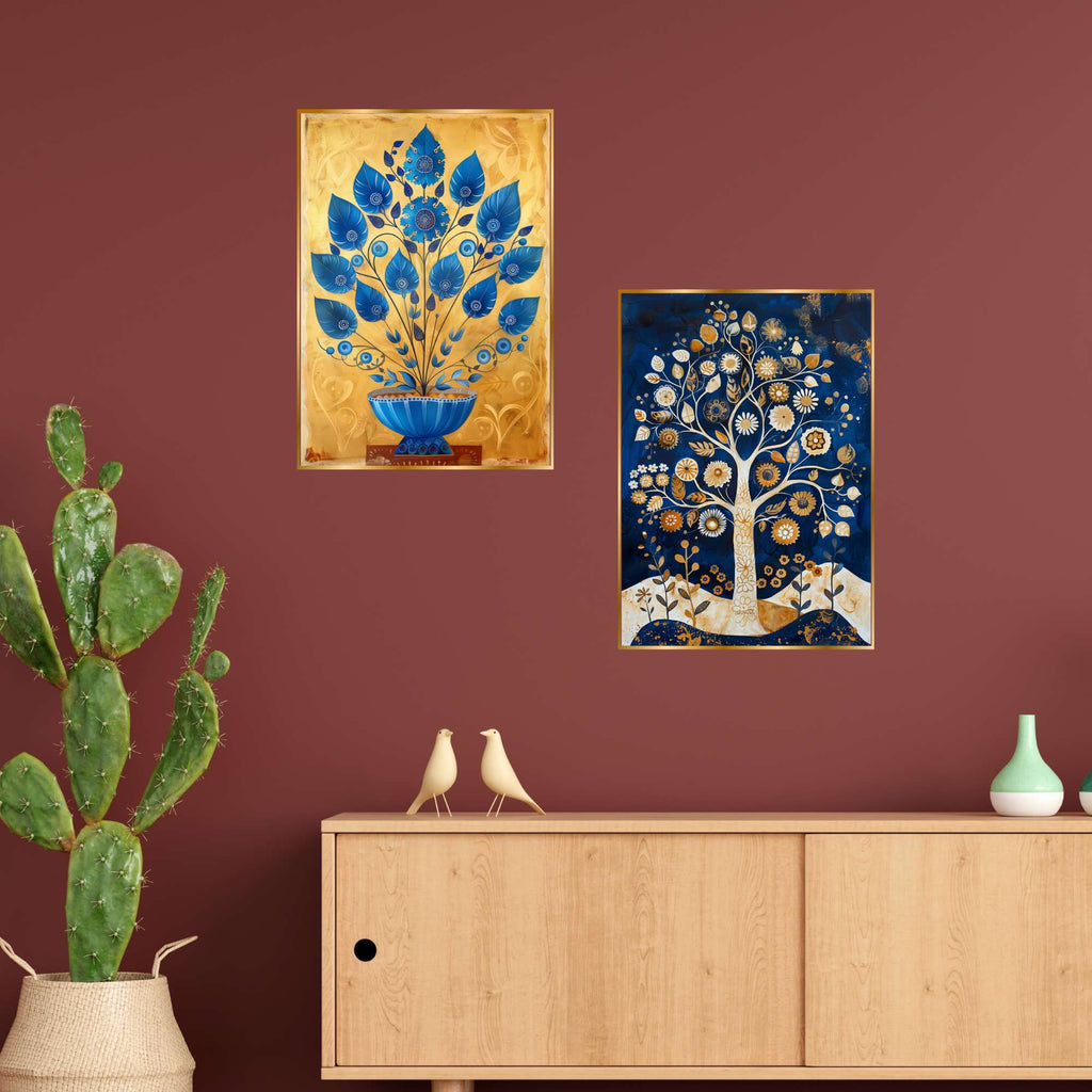 Set of Two Wall Paintings for Wall Dacoration Golden Framed Wall Paintings for Living Room & Bedroom Wall Art for Home Decoration & Office Wall Décor (14x11 inch CH-GD2-10)