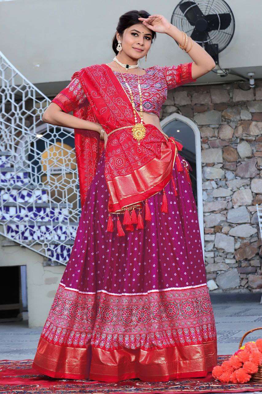 Women's Traditional Bandhani Ghagra Choli with Dupatta ? Navratri & Festive Wear