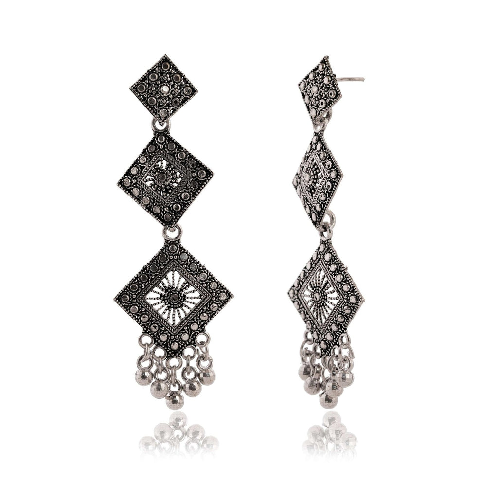 Women Traditional Silver AZ838-OXidised Jhumka Set | German Silver Chand Baliyan & Jhumkas Earrings for Women | Birthday & Anniversary Gift -AZ838-OX-ER47