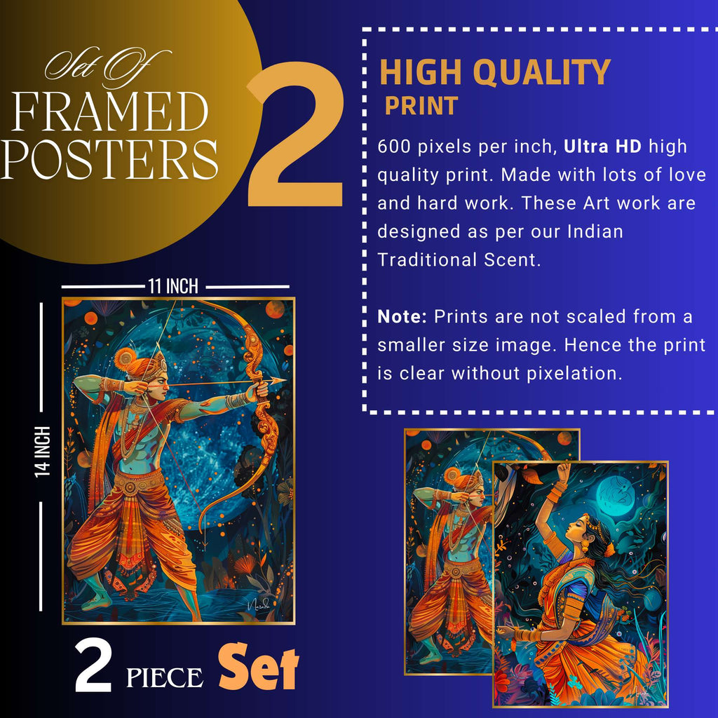Set of Two Wall Paintings for Wall Dacoration Golden Framed Wall Paintings for Living Room & Bedroom Wall Art for Home Decoration & Office Wall Décor (14x11 inch CH-GD2-4)