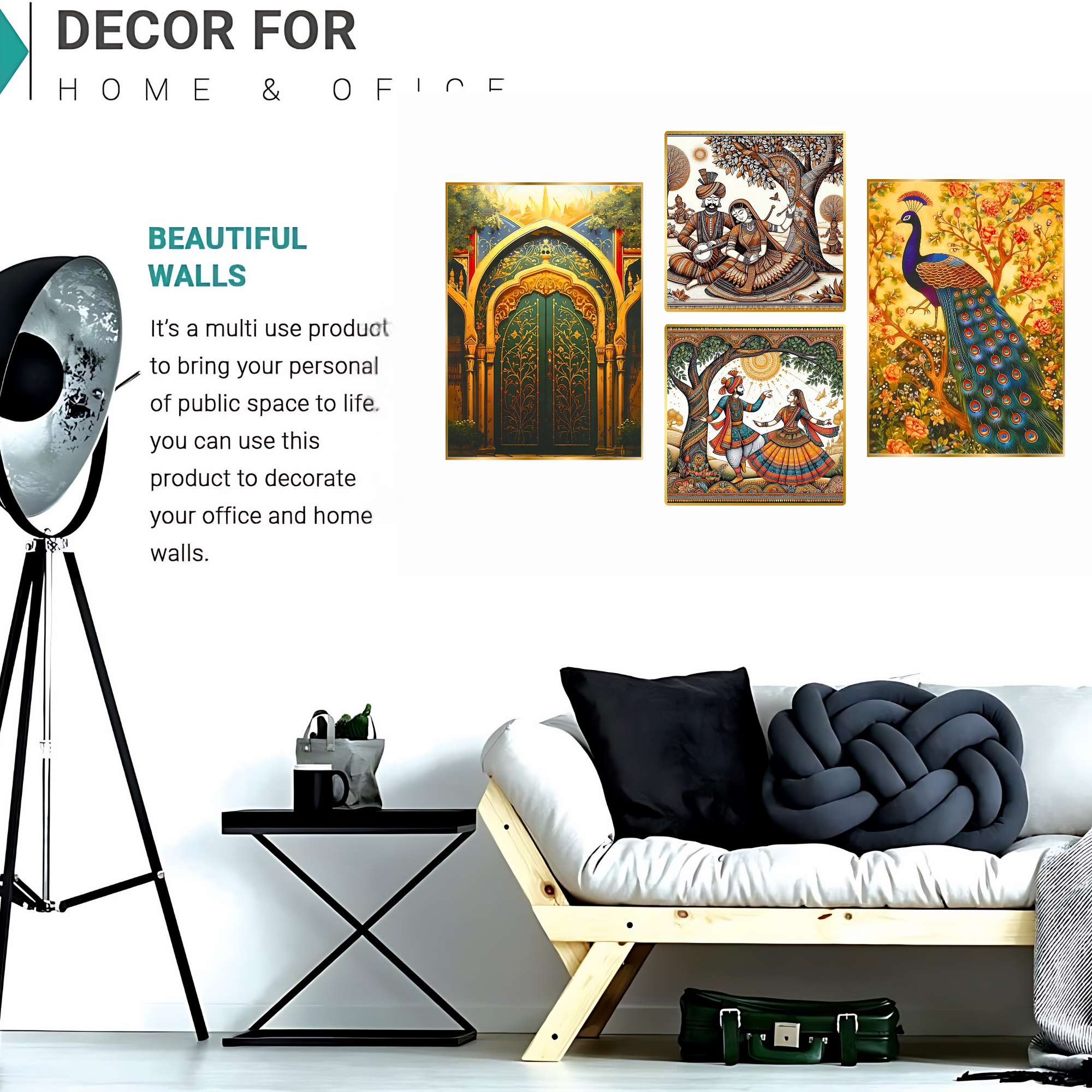 Set of Four Wall Paintings for Wall Dacoration Golden Framed Wall Paintings for Living Room & Bedroom Wall Art for Home Decoration & Office Wall Décor (13x10 inch CH-GD4-6)