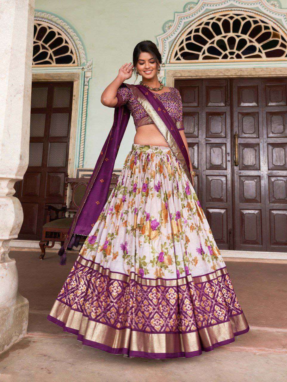 Women's Tussar Silk Patola Print Lehenga Choli with Dupatta ? Foil Work Stitched Lehenga Set
