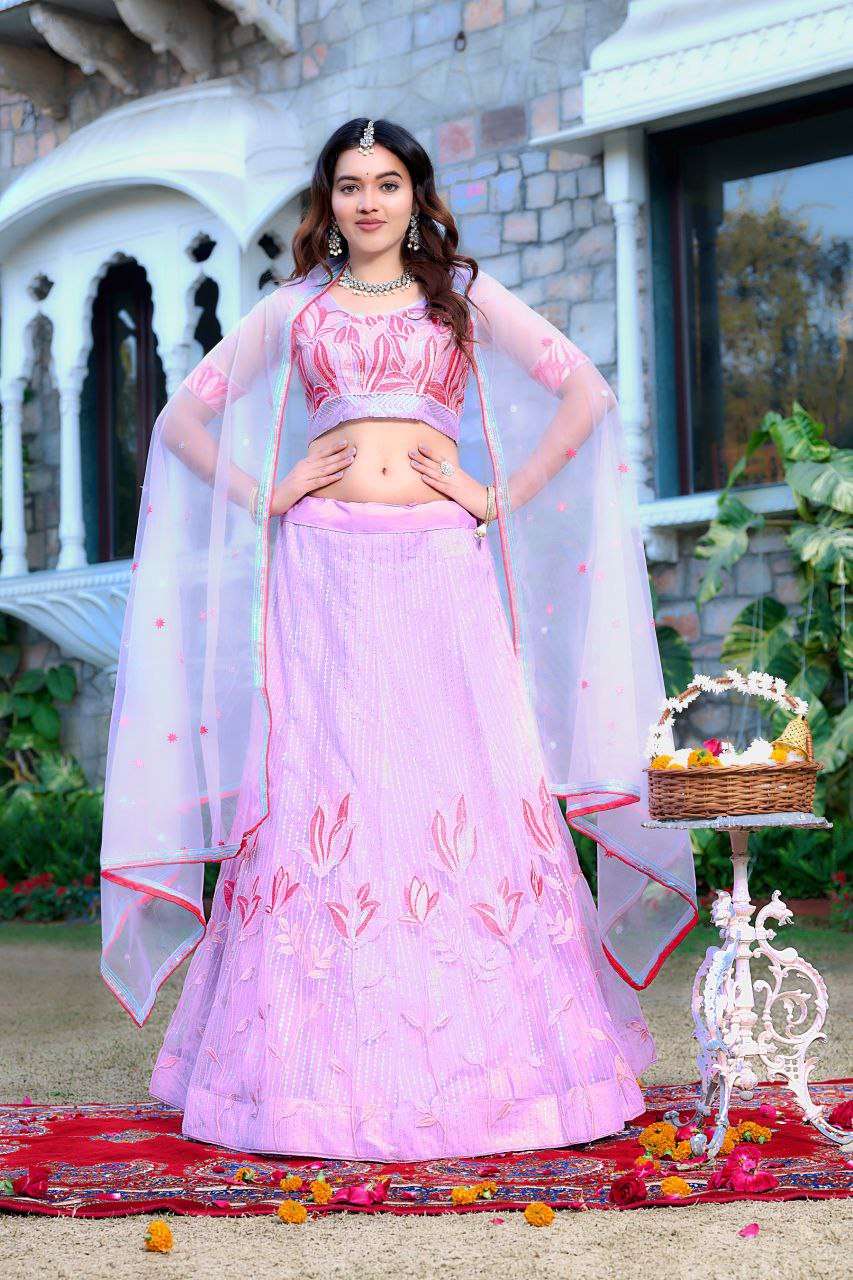 Women's  Tussar Silk Patola Printed Lehenga Set with Dupatta ? Stitched with Can Can Flair