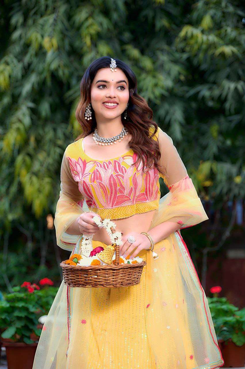 Women's  Tussar Silk Patola Printed Lehenga Set with Dupatta ? Stitched with Can Can Flair