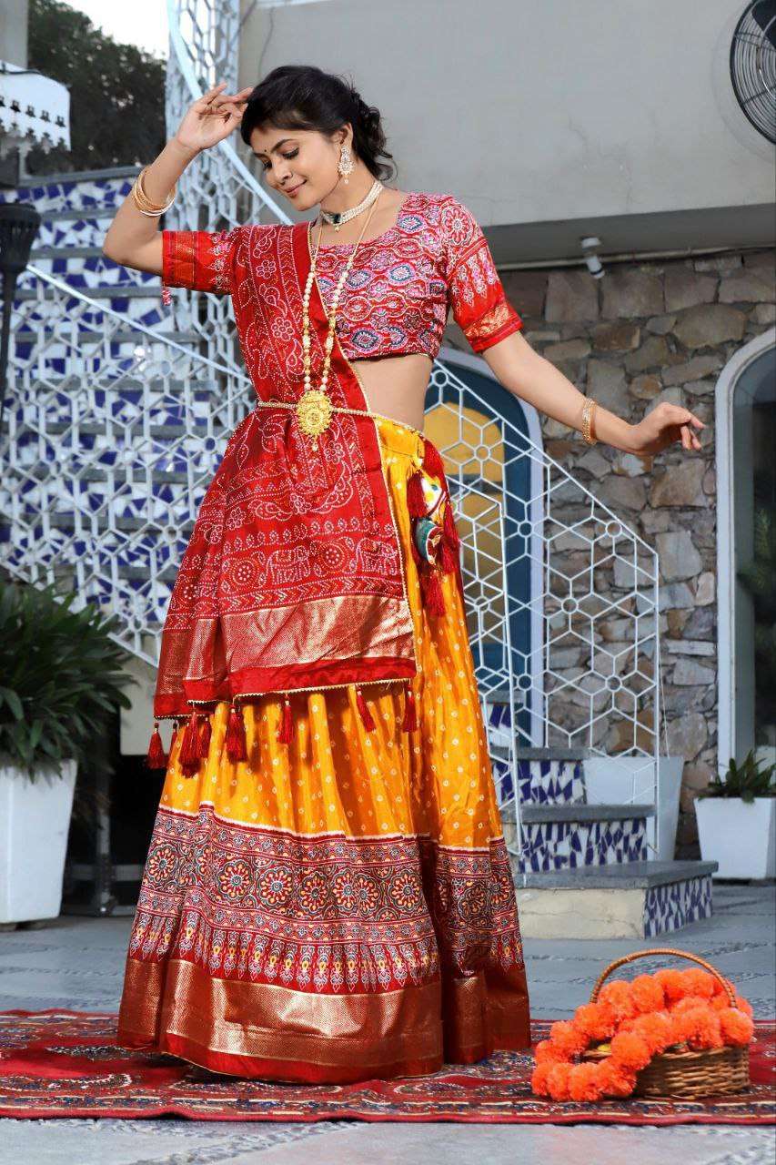 Women's Traditional Bandhani Ghagra Choli with Dupatta ? Navratri & Festive Wear