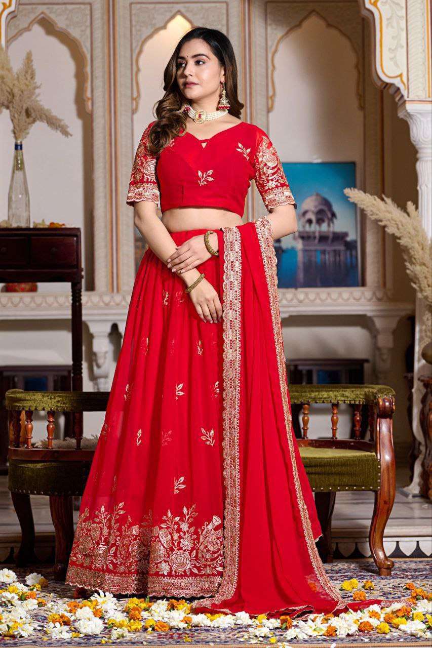 Women's Embroidered Lehenga Choli with Net Dupatta ? Festive & Wedding Wear Set