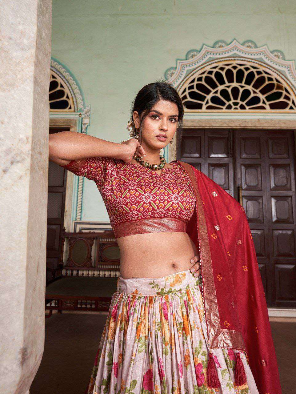 Women's Tussar Silk Patola Print Lehenga Choli with Dupatta ? Foil Work Stitched Lehenga Set