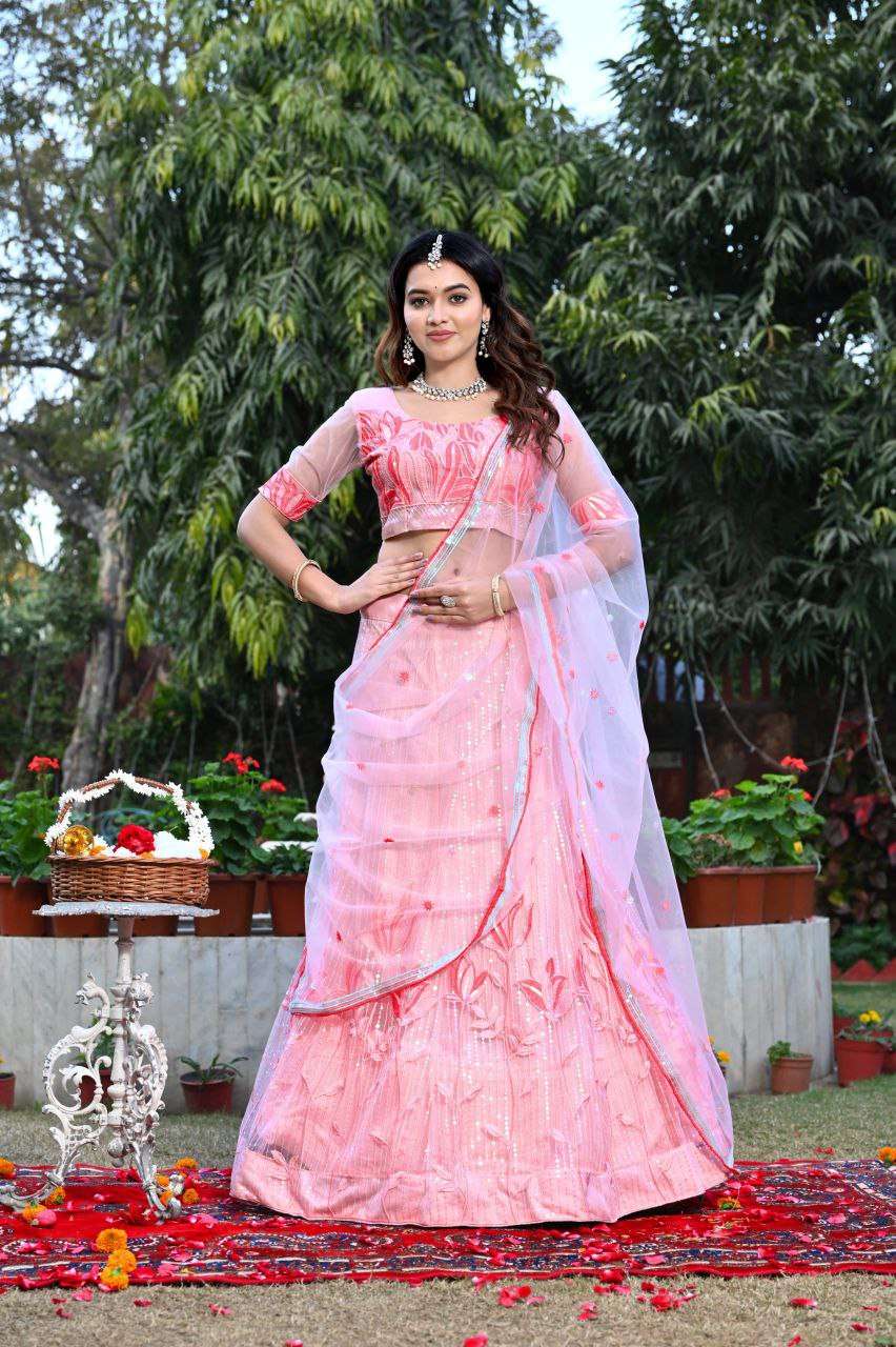 Women's  Tussar Silk Patola Printed Lehenga Set with Dupatta ? Stitched with Can Can Flair
