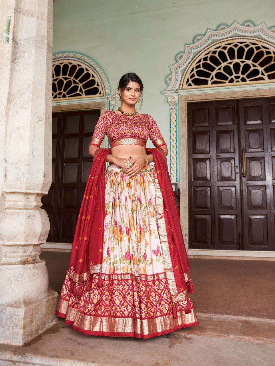 Women's Tussar Silk Patola Print Lehenga Choli with Dupatta ? Foil Work Stitched Lehenga Set