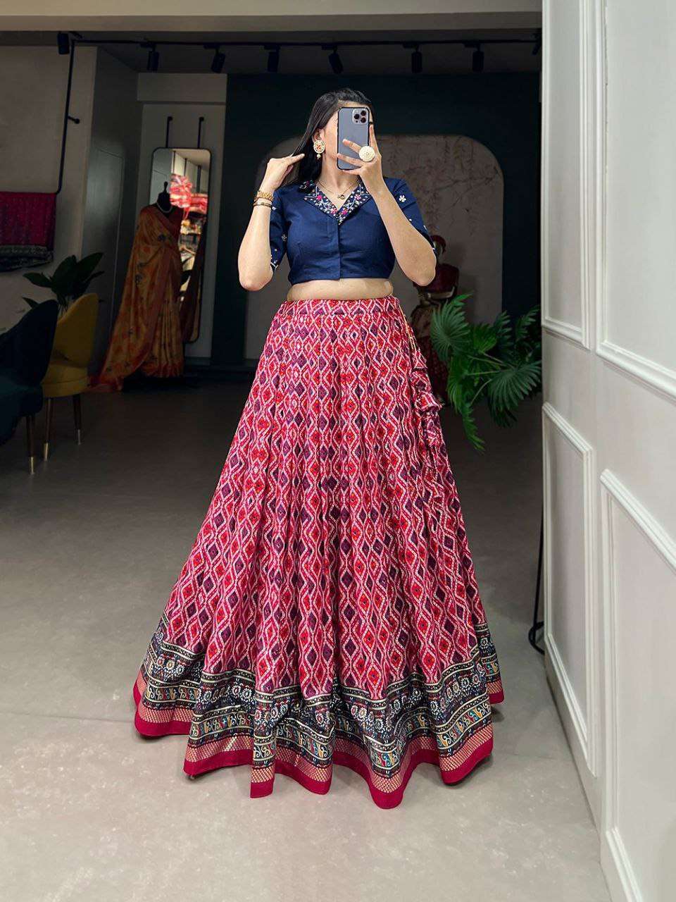 Women's Printed Ethnic Lehenga Choli Set with Embroidered Blouse ? Stylish Festive Wear