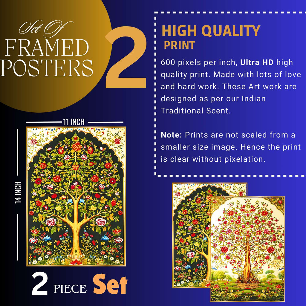 Set of Two Wall Paintings for Wall Dacoration Golden Framed Wall Paintings for Living Room & Bedroom Wall Art for Home Decoration & Office Wall Décor (14x11 inch CH-GD2-17)