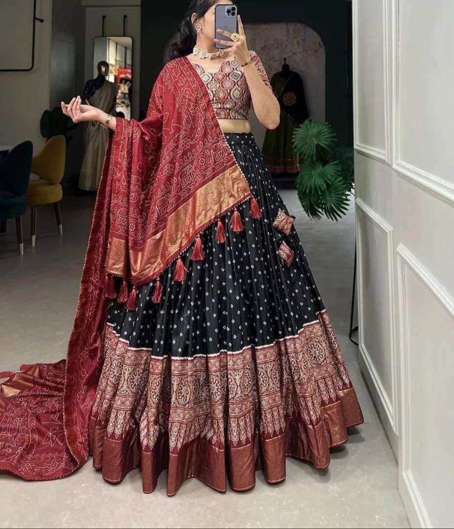 Women's Traditional Bandhani Ghagra Choli with Dupatta ? Navratri & Festive Wear