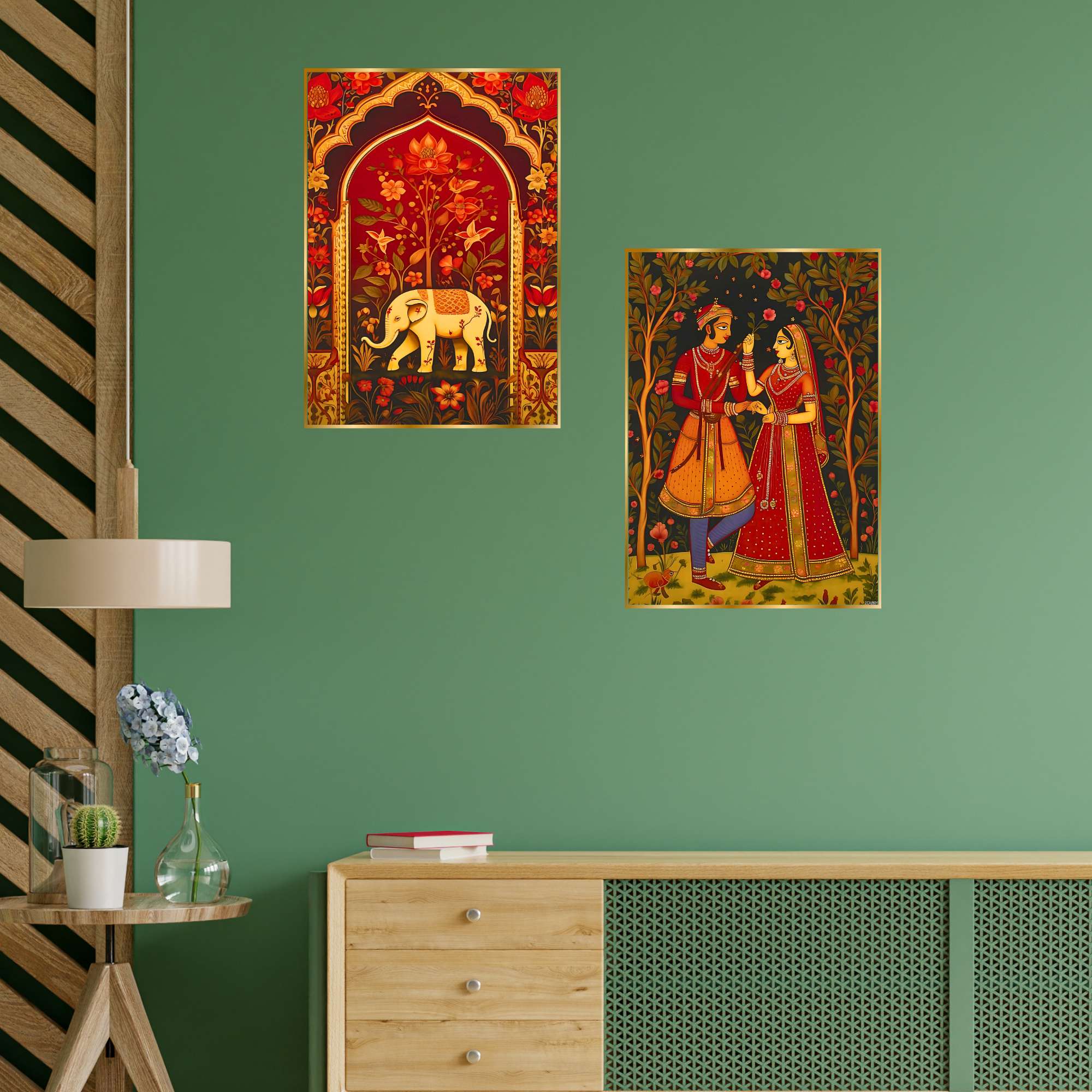 Set of Two Wall Paintings for Wall Dacoration Golden Framed Wall Paintings for Living Room & Bedroom Wall Art for Home Decoration & Office Wall Décor (14x11 inch CH-GD2-19)
