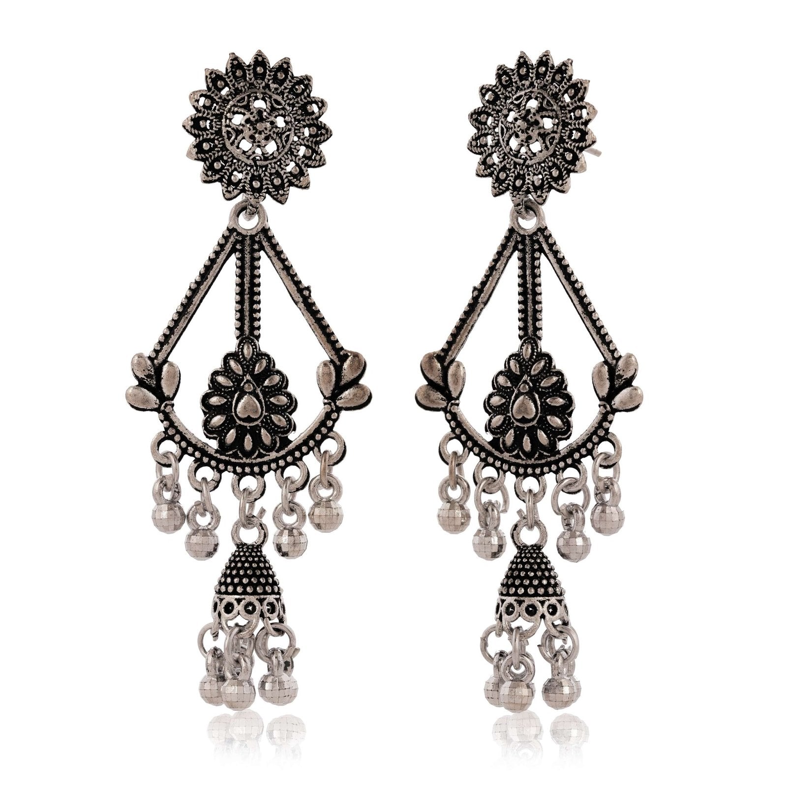 Women's Handmade Traditional Jhumki With Moon Chandbali Design Ethnic Wedding Wear Earrings For Women