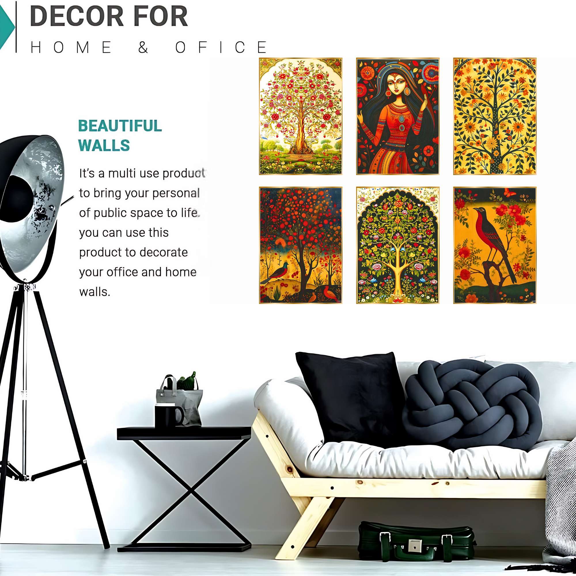 Set of Six Wall Paintings for Wall Dacoration Golden Framed Wall Paintings for Living Room & Bedroom Wall Art for Home Decoration & Office Wall Décor (13x10 inch CH-GD6-6)