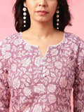 Women's Rayon Floral Printed Straight Short Kurti Set