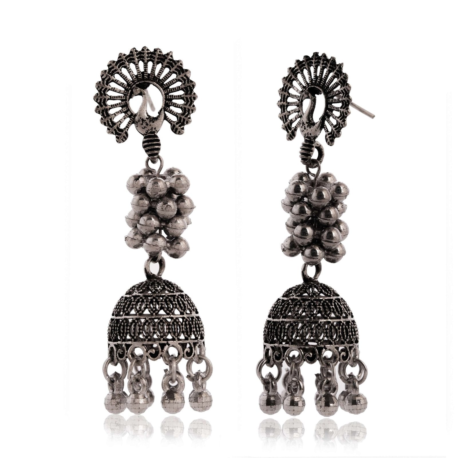 Women's Indian Bollywood Stylish AZ838-OXidised Earrings Traditional Ethnic Jhumka/Jhumki Earrings for Women Unique Design -AZ838-OX-ER7