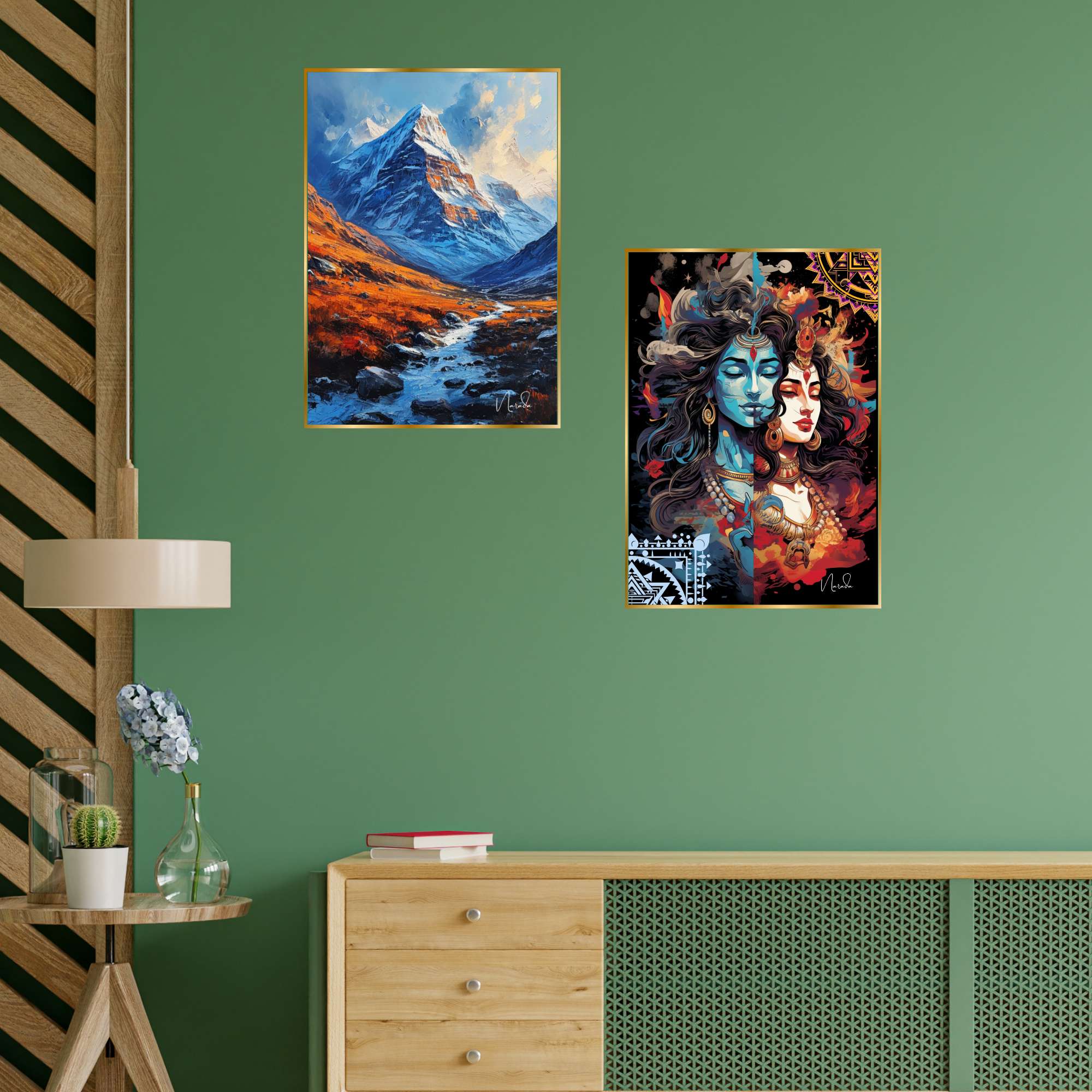 Set of Two Wall Paintings for Wall Dacoration Golden Framed Wall Paintings for Living Room & Bedroom Wall Art for Home Decoration & Office Wall Décor (14x11 inch CH-GD2-9)
