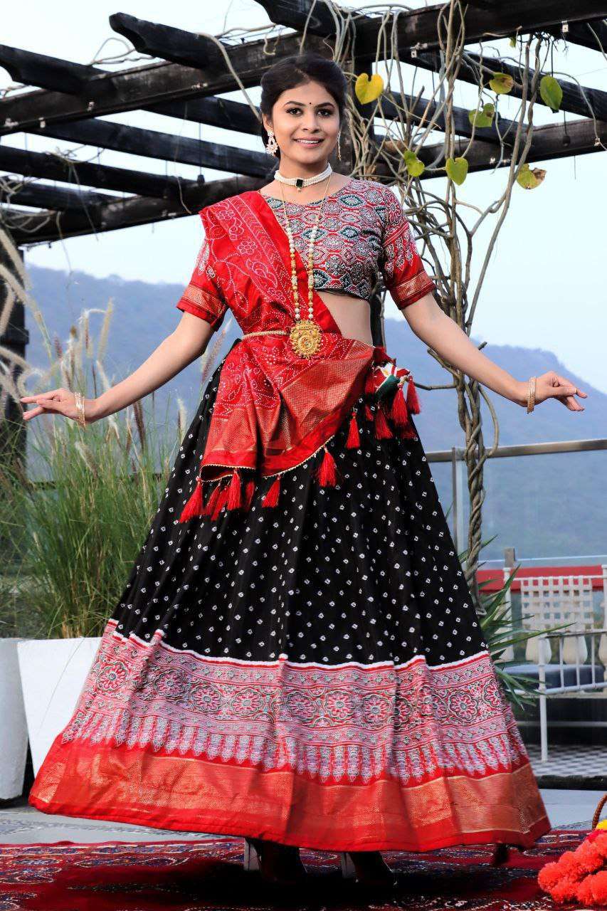 Women's Traditional Bandhani Ghagra Choli with Dupatta ? Navratri & Festive Wear
