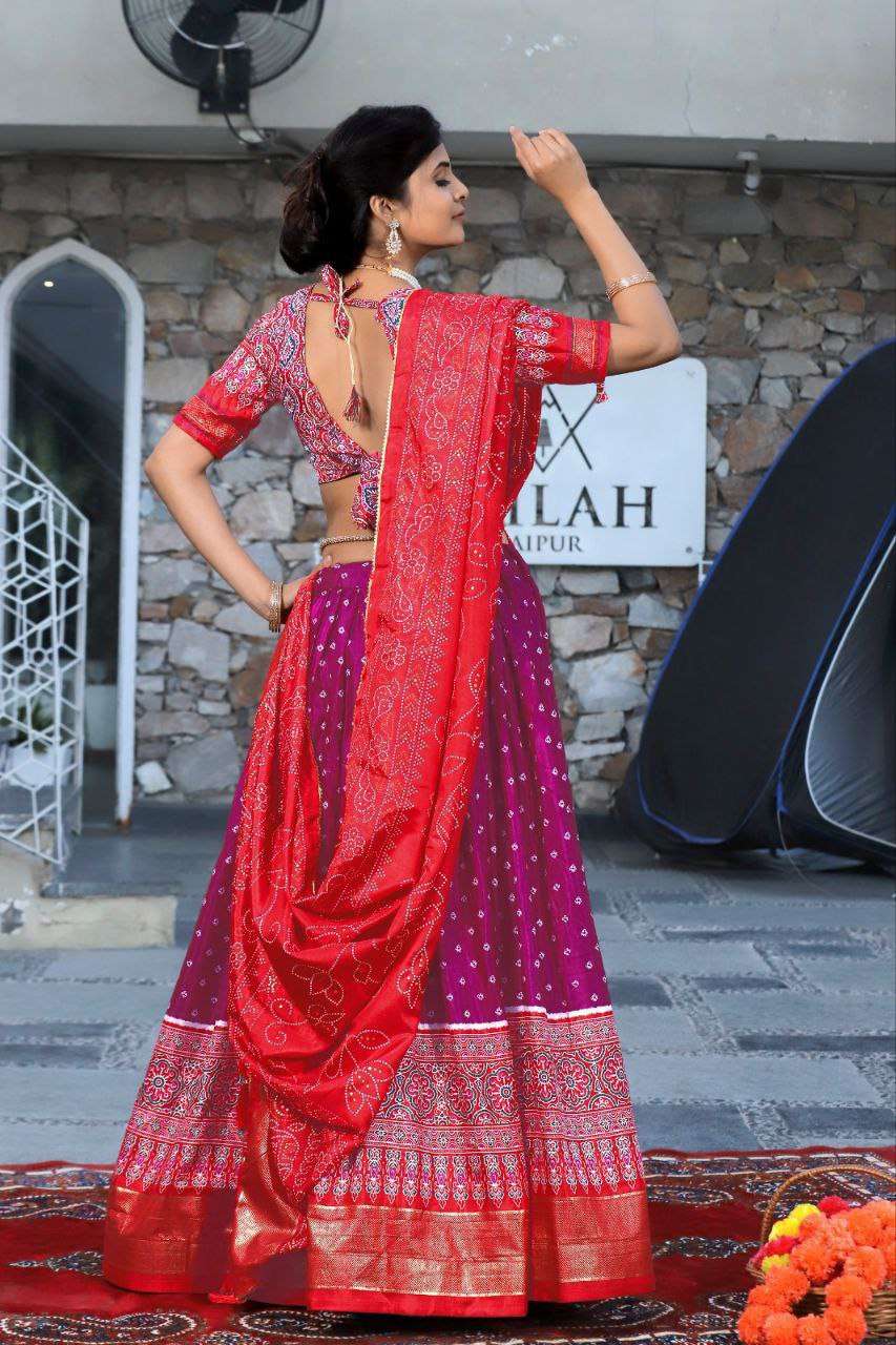 Women's Traditional Bandhani Ghagra Choli with Dupatta ? Navratri & Festive Wear