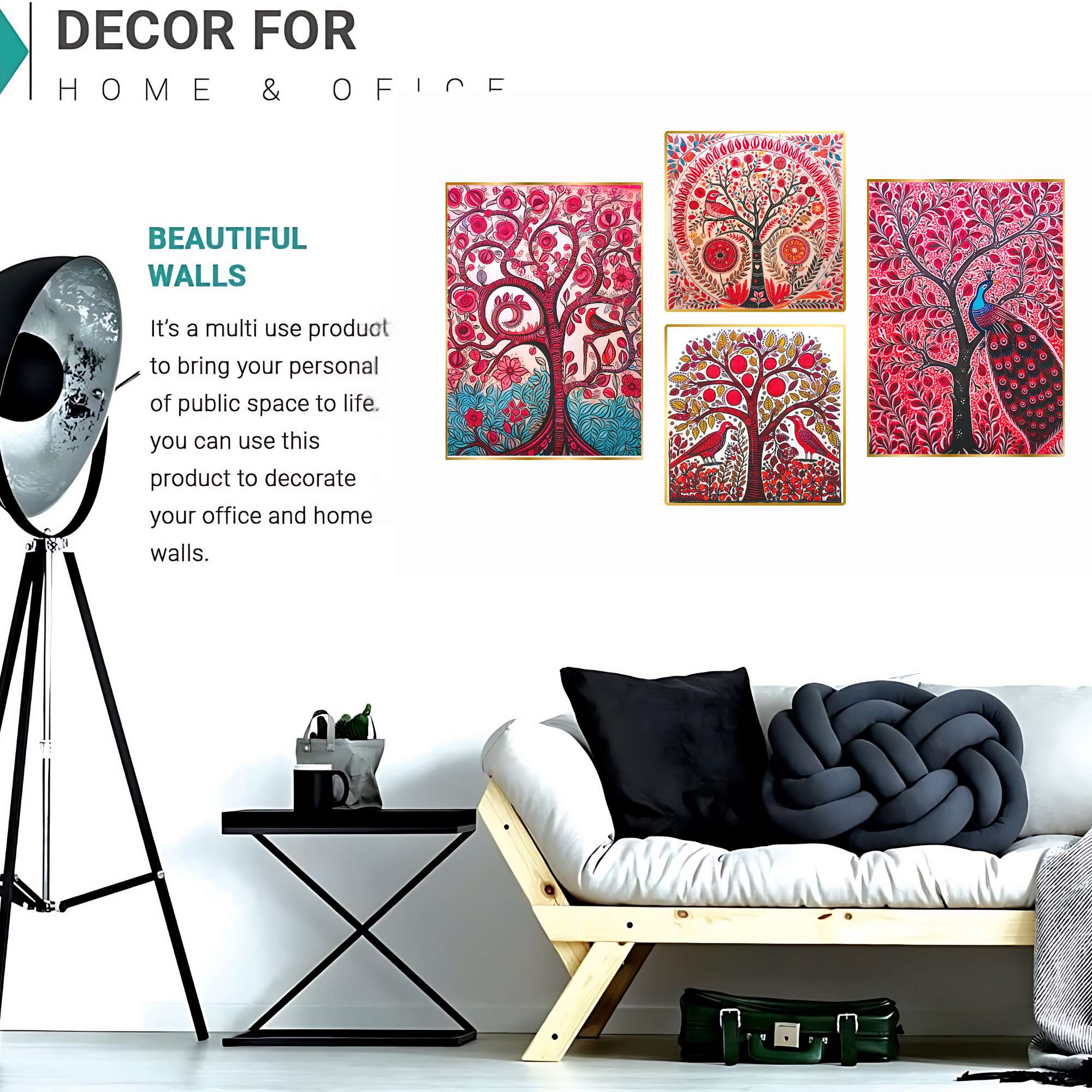Set of Four Wall Paintings for Wall Dacoration Golden Framed Wall Paintings for Living Room & Bedroom Wall Art for Home Decoration & Office Wall Décor (13x10 inch CH-GD4-4)