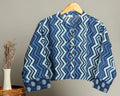 Handmade Cotton Shirt for Women ? Black & Grey Zigzag Print Button-Down Top with Full Sleeves