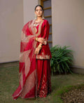 Women's Chinon Silk Sequence Embroidery Work Straight Kurti With Sharara Suit and Dupatta Set
