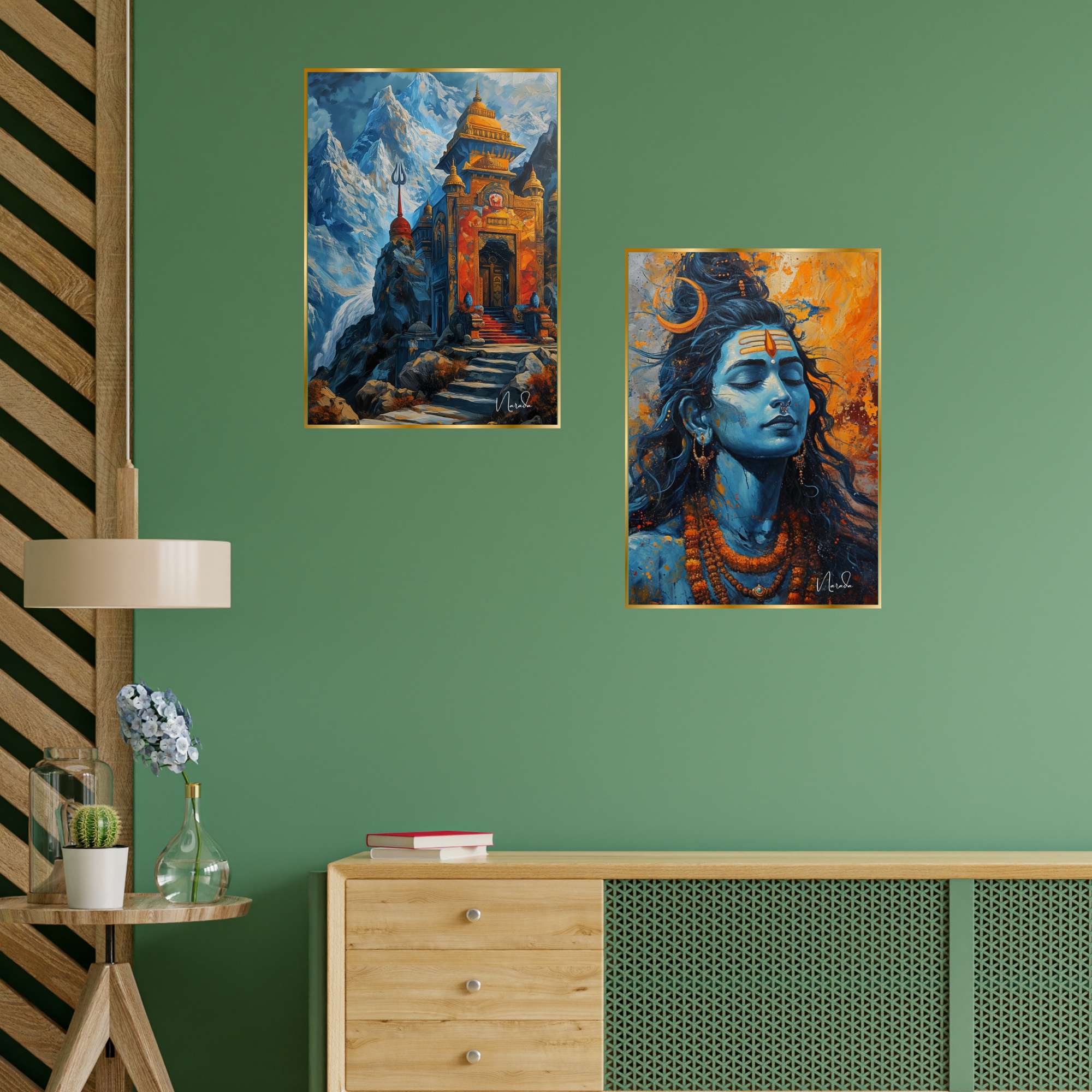 Set of Two Wall Paintings for Wall Dacoration Golden Framed Wall Paintings for Living Room & Bedroom Wall Art for Home Decoration & Office Wall Décor (14x11 inch CH-GD2-7)