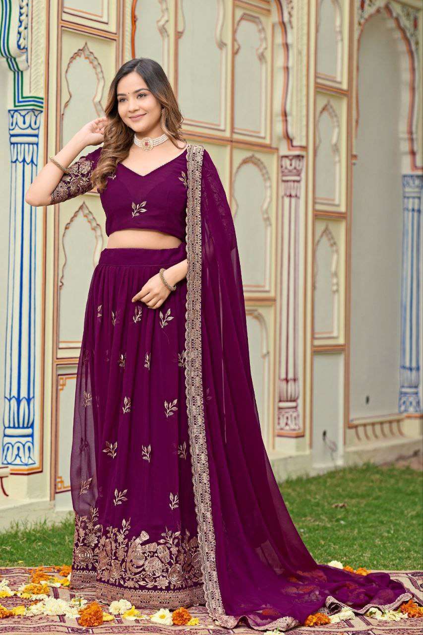 Women's Embroidered Lehenga Choli with Net Dupatta ? Festive & Wedding Wear Set