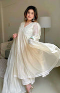 Women's Chanderi Silk Embroidered Anarkali Kurti With Pant and Dupatta