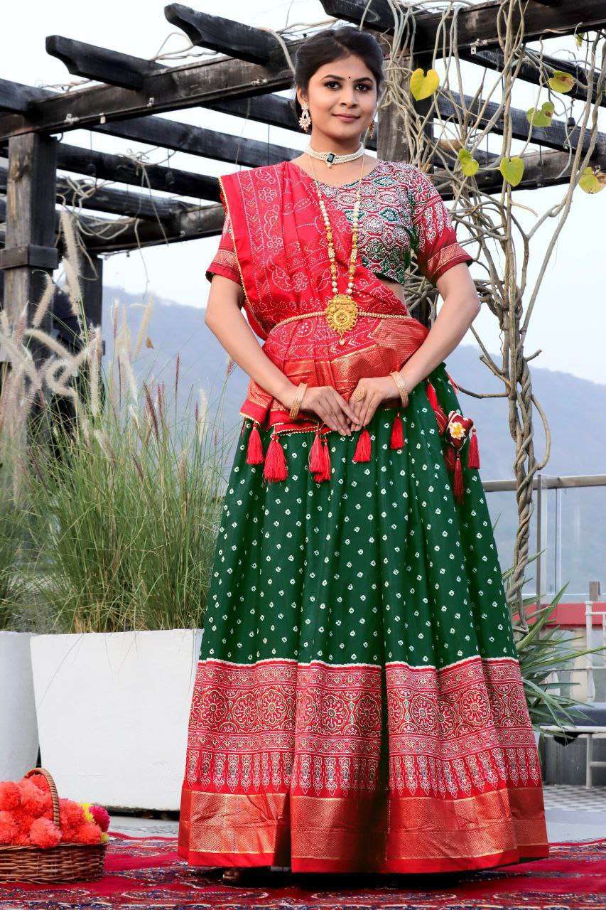 Women's Traditional Bandhani Ghagra Choli with Dupatta ? Navratri & Festive Wear