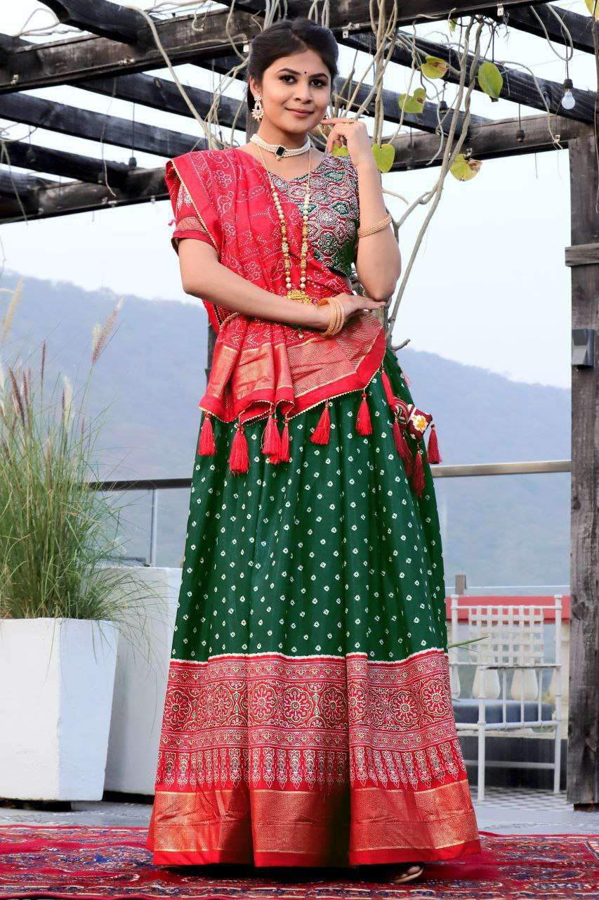 Women's Traditional Bandhani Ghagra Choli with Dupatta ? Navratri & Festive Wear