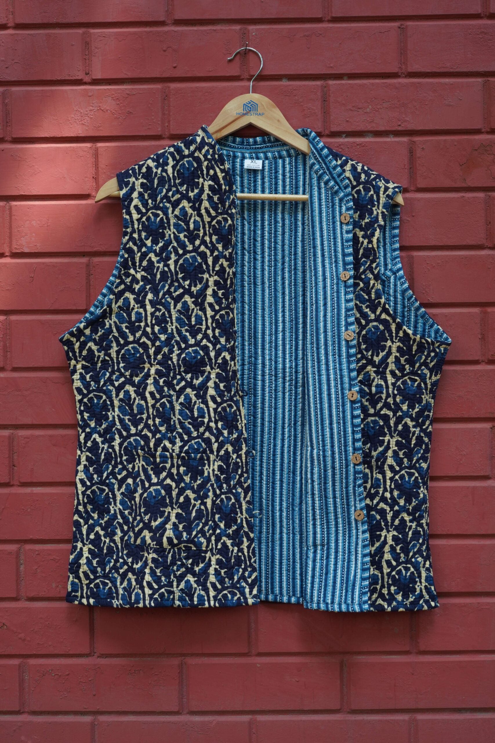 Womens Navy Blue Velvet Embroidered Jacket with Floral Design