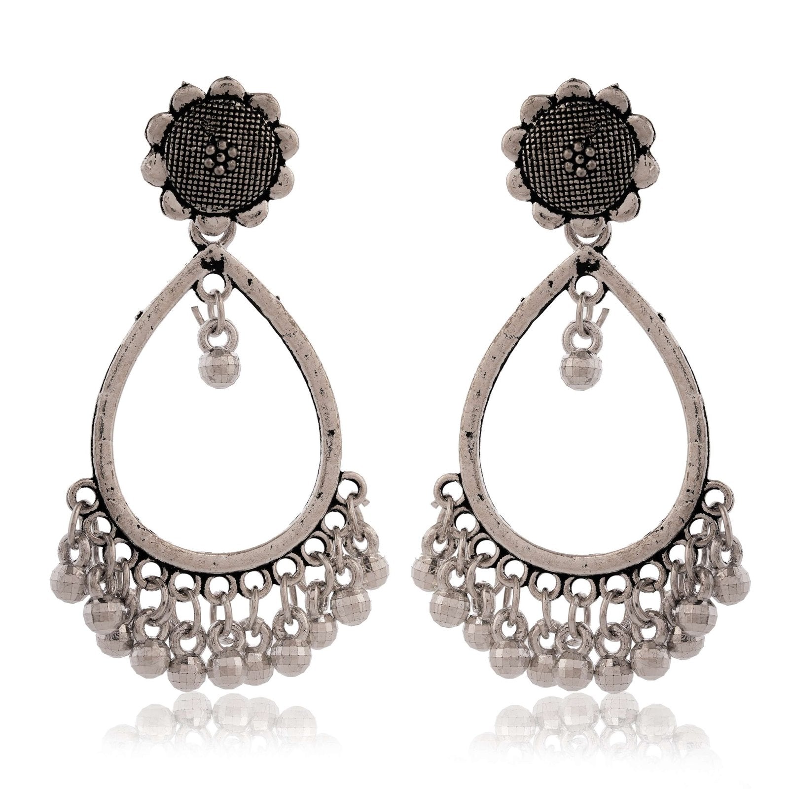 Earrings for Women Traditional Silver AZ838-OXidised Jhumka Set | German Silver Chand Baliyan & Jhumkas Earrings | Birthday & Anniversary Gift -AZ838-OX-ER34