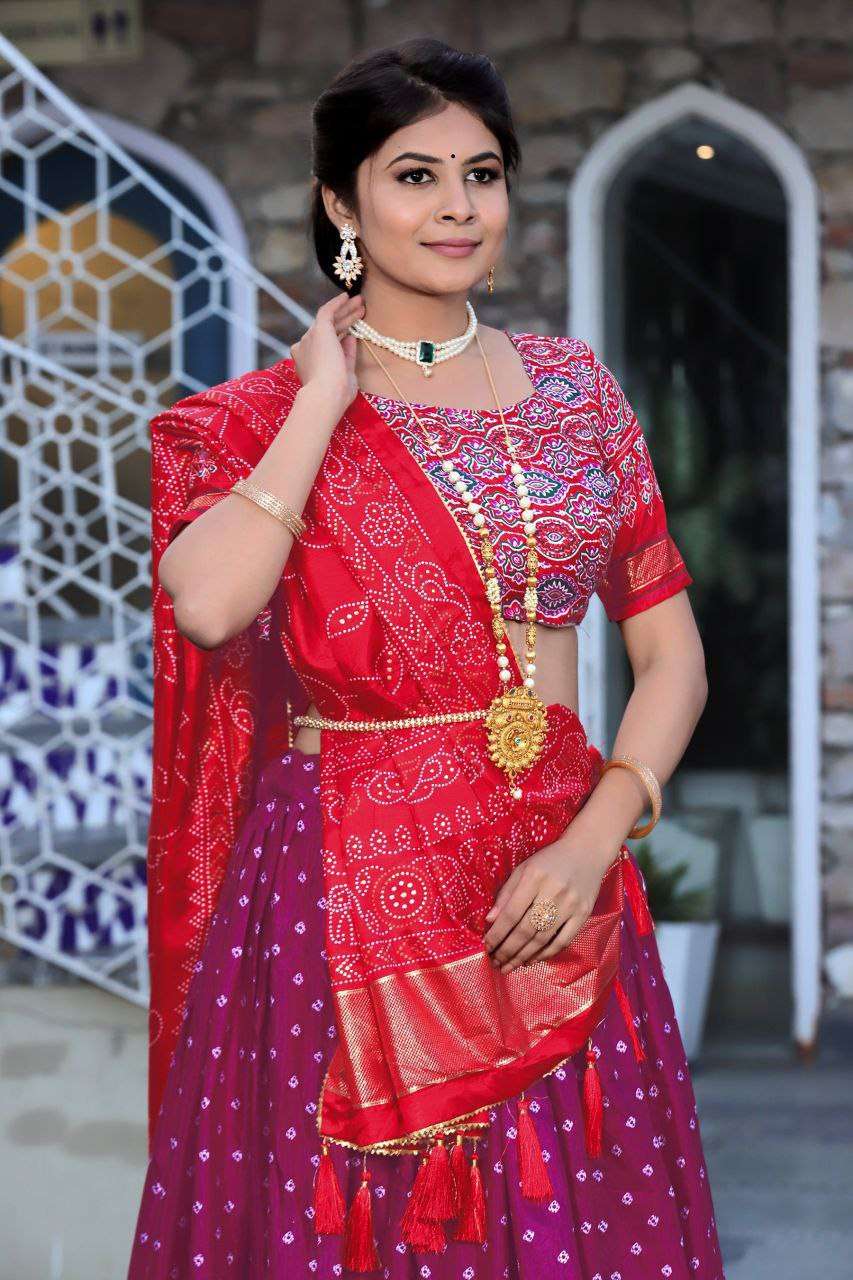 Women's Traditional Bandhani Ghagra Choli with Dupatta ? Navratri & Festive Wear