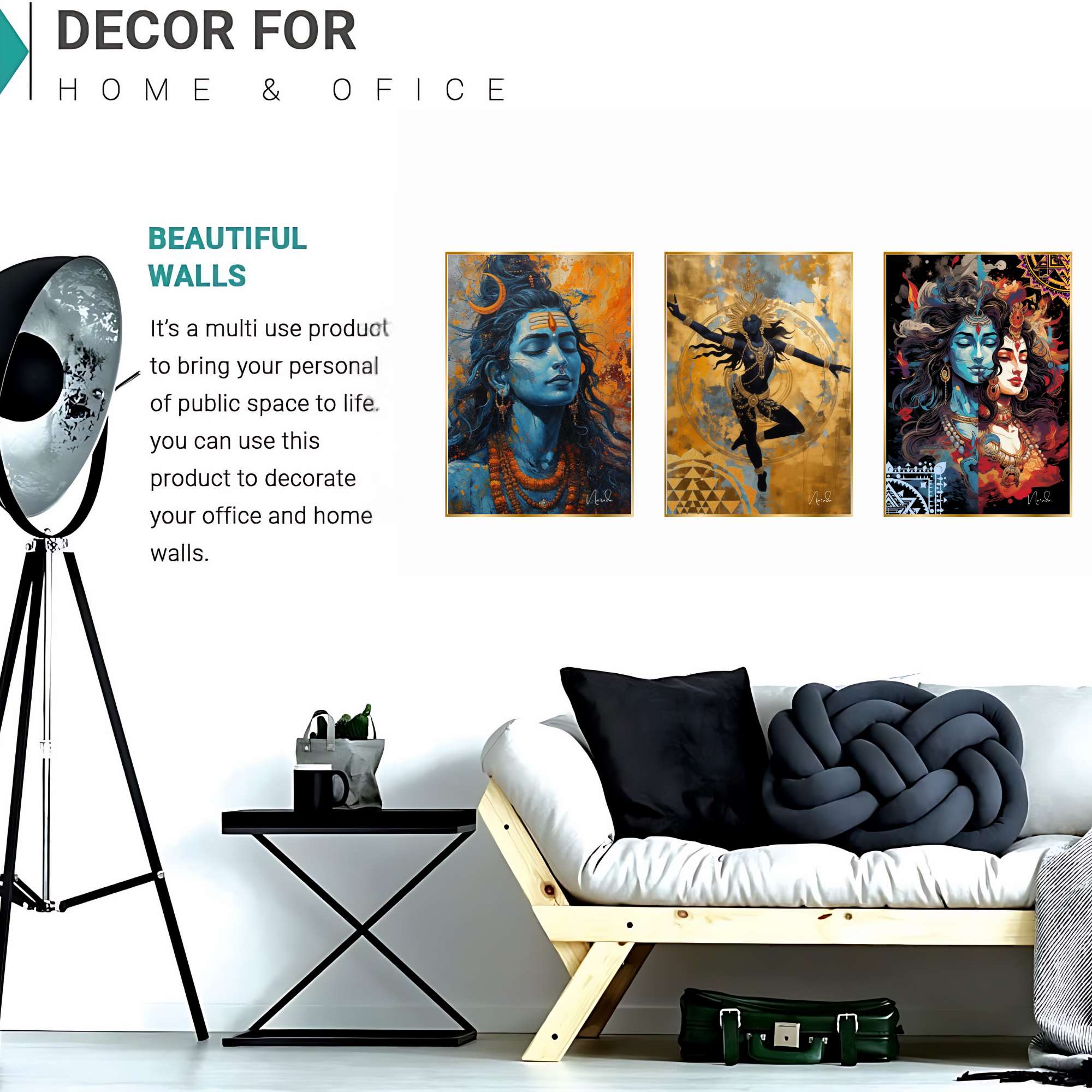 Set of Three Wall Paintings for Wall Dacoration Golden Framed Wall Paintings for Living Room & Bedroom Wall Art for Home Decoration & Office Wall Décor (18x12 inch CH-GD3-2)