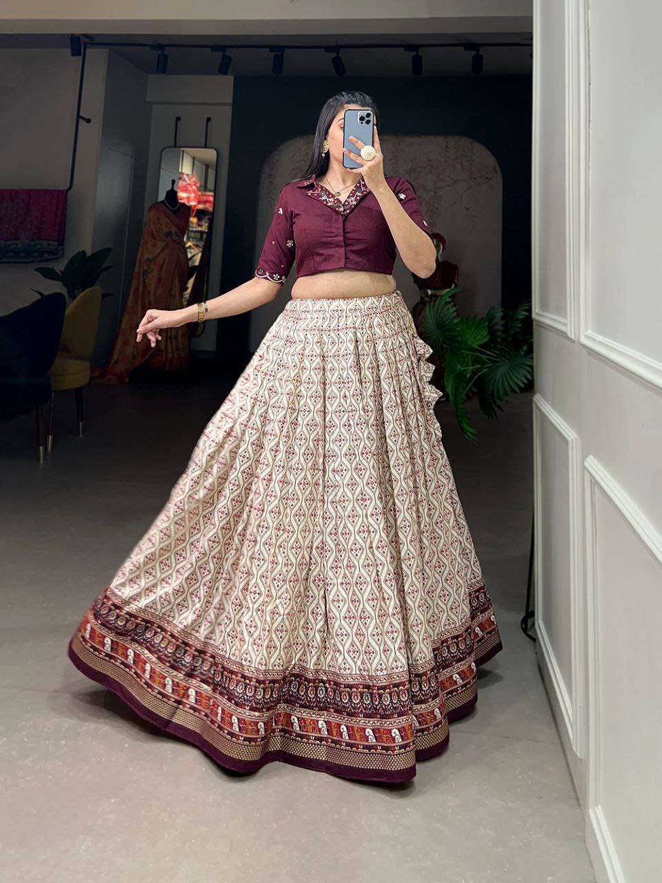 Women's Printed Ethnic Lehenga Choli Set with Embroidered Blouse ? Stylish Festive Wear