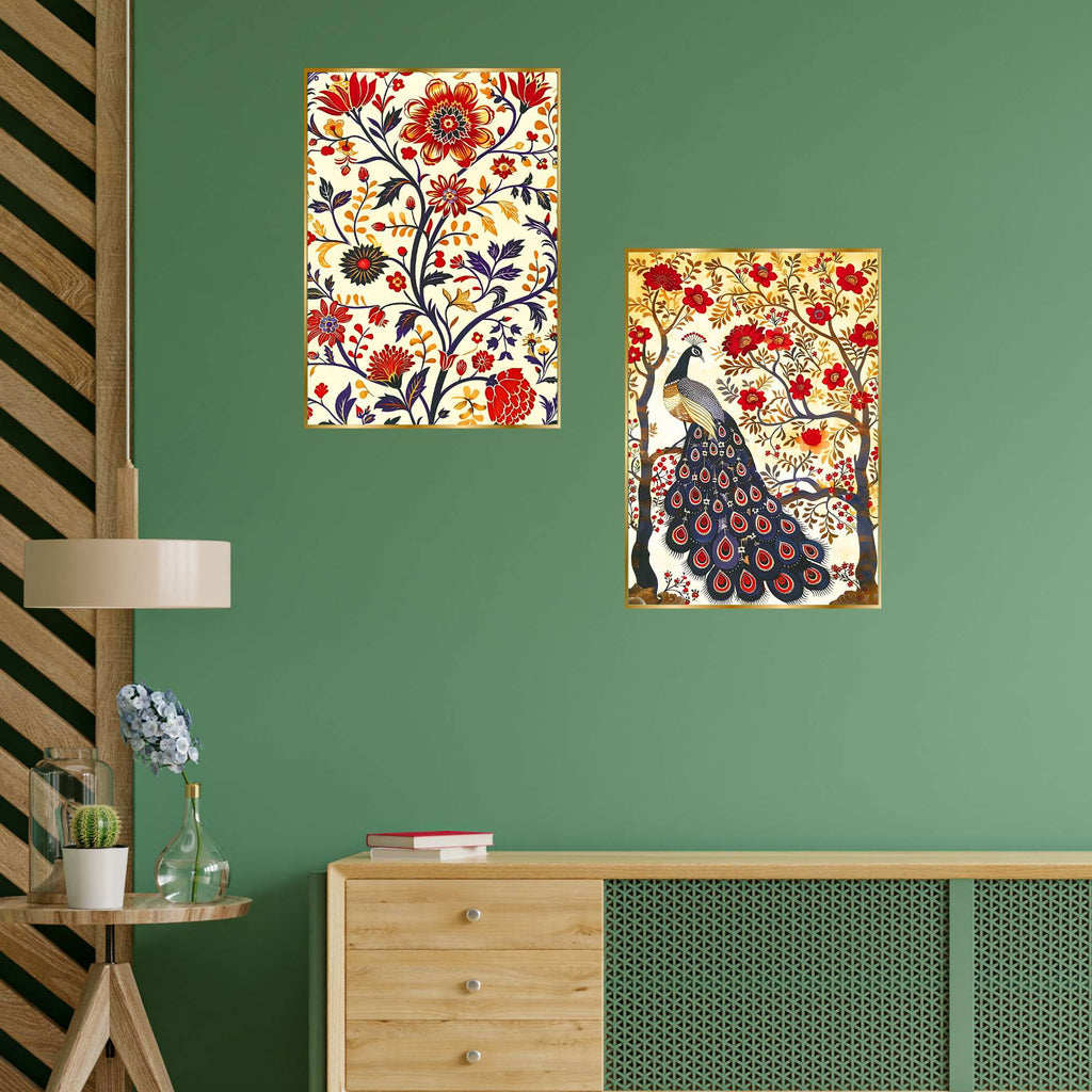 Set of Two Wall Paintings for Wall Dacoration Golden Framed Wall Paintings for Living Room & Bedroom Wall Art for Home Decoration & Office Wall Décor (14x11 inch CH-GD2-15)