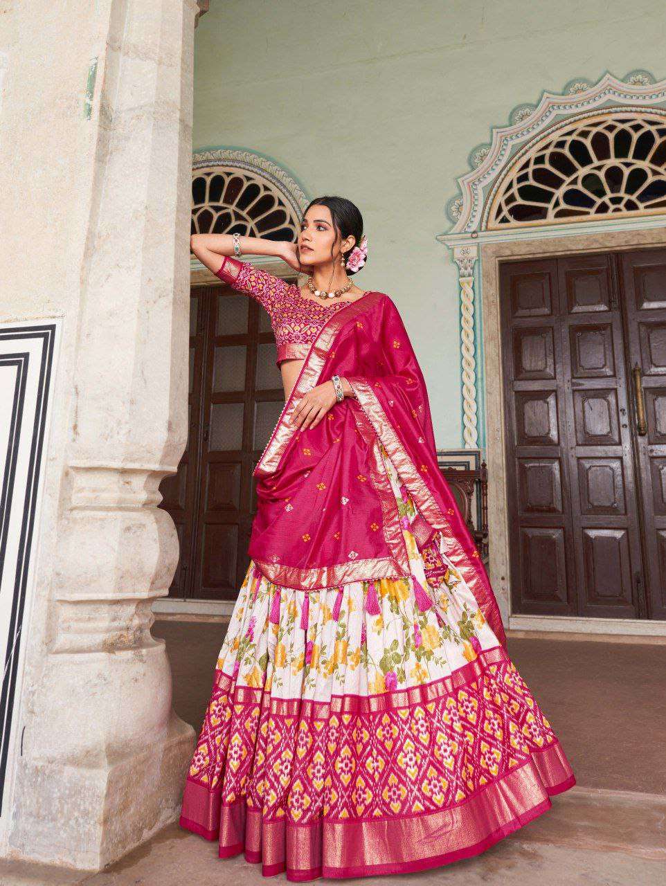 Women's Tussar Silk Patola Print Lehenga Choli with Dupatta ? Foil Work Stitched Lehenga Set