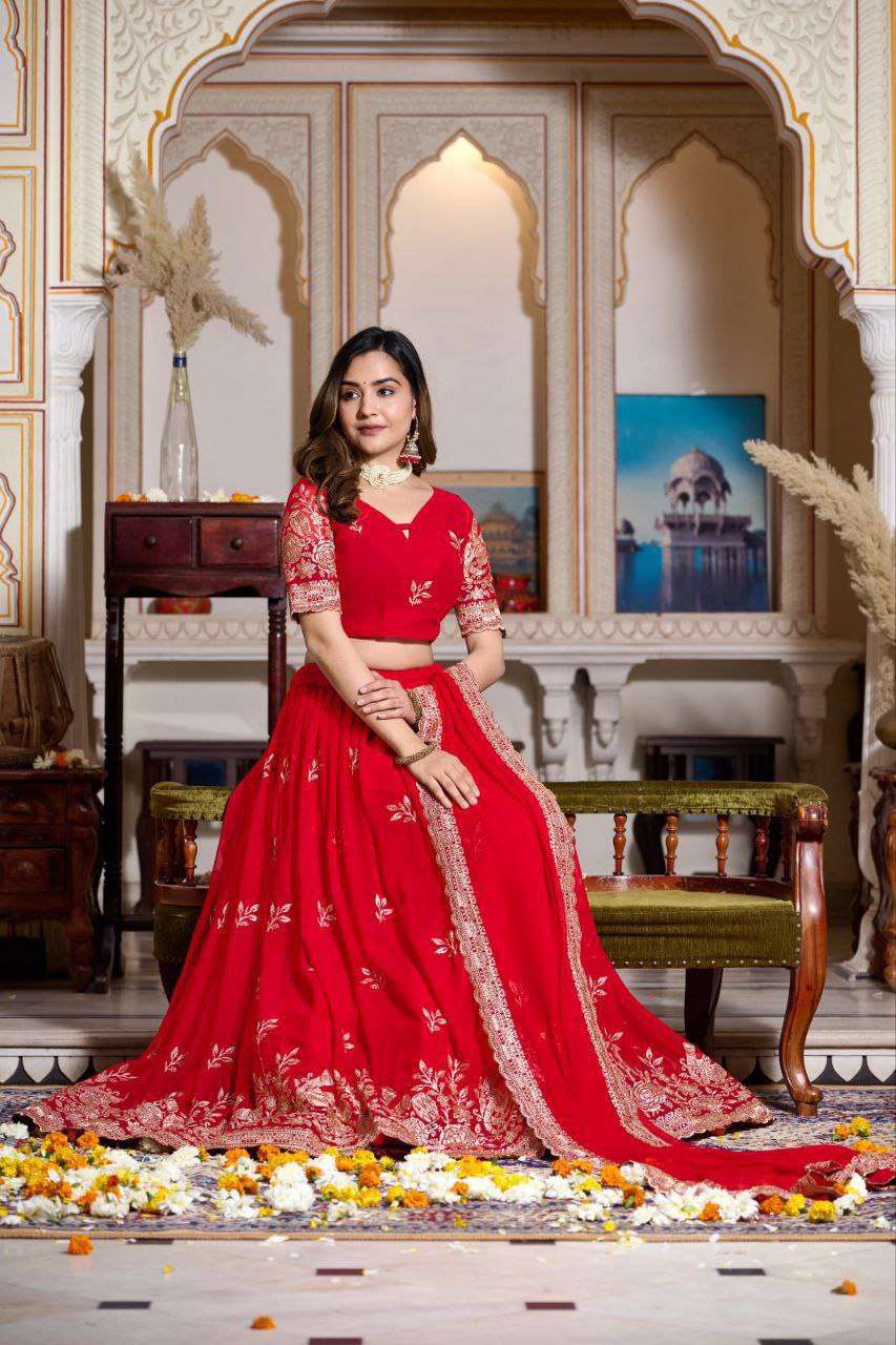 Women's Embroidered Lehenga Choli with Net Dupatta ? Festive & Wedding Wear Set