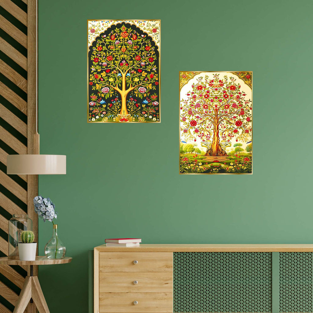 Set of Two Wall Paintings for Wall Dacoration Golden Framed Wall Paintings for Living Room & Bedroom Wall Art for Home Decoration & Office Wall Décor (14x11 inch CH-GD2-17)