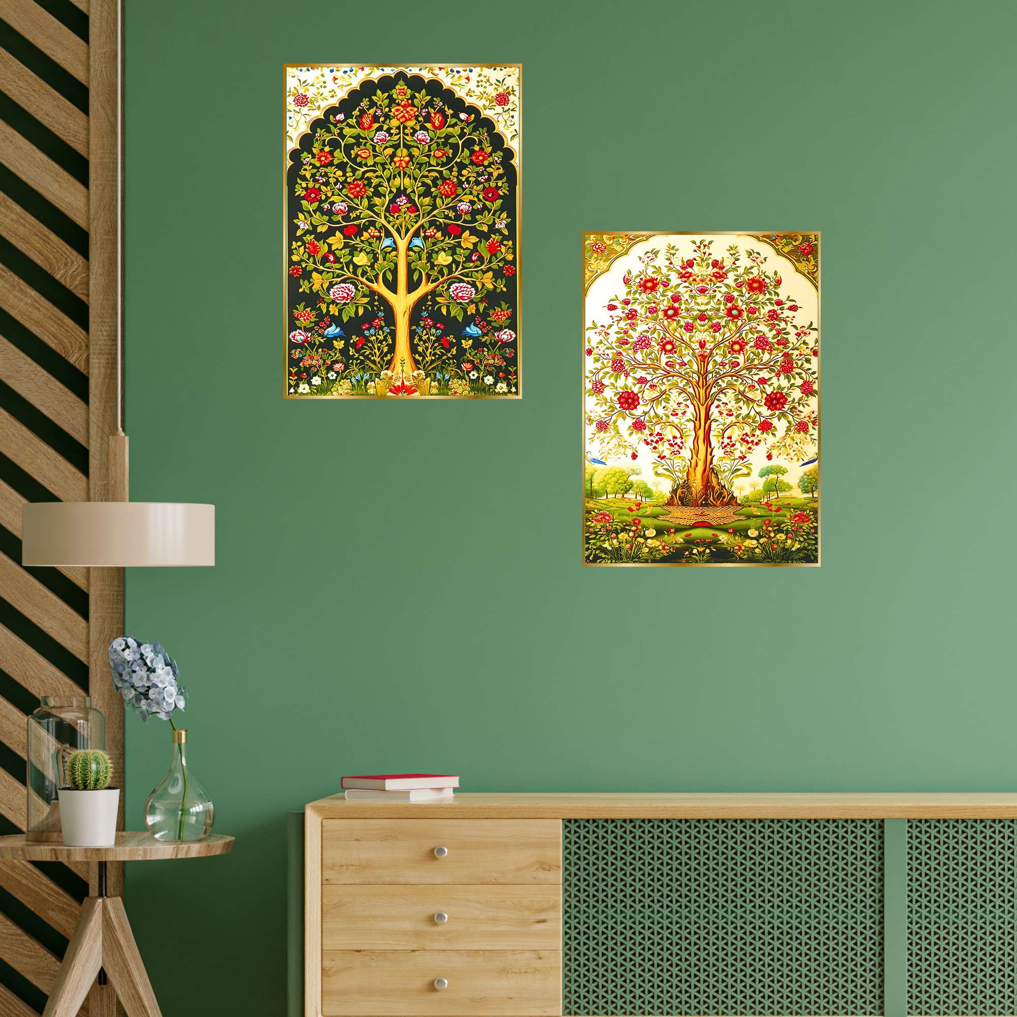 Set of Two Wall Paintings for Wall Dacoration Golden Framed Wall Paintings for Living Room & Bedroom Wall Art for Home Decoration & Office Wall Décor (14x11 inch CH-GD2-17)