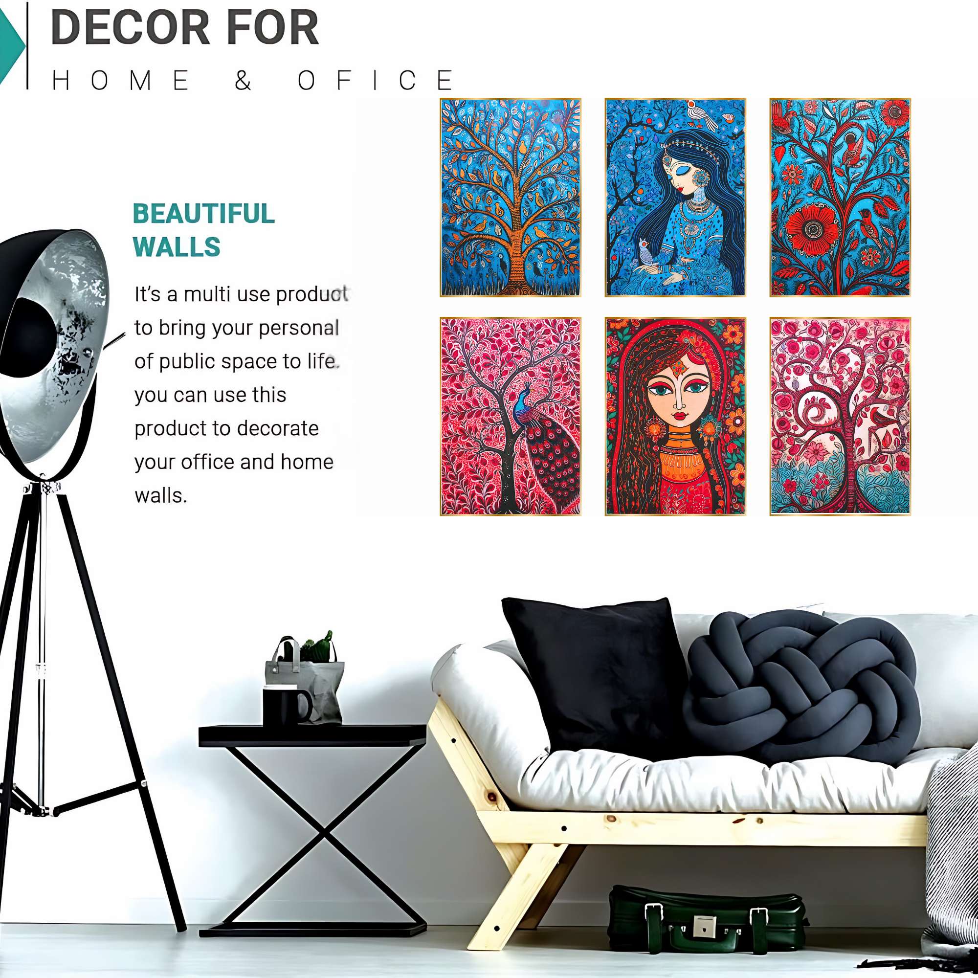 Set of Six Wall Paintings for Wall Dacoration Golden Framed Wall Paintings for Living Room & Bedroom Wall Art for Home Decoration & Office Wall Décor (13x10 inch CH-GD6-1)
